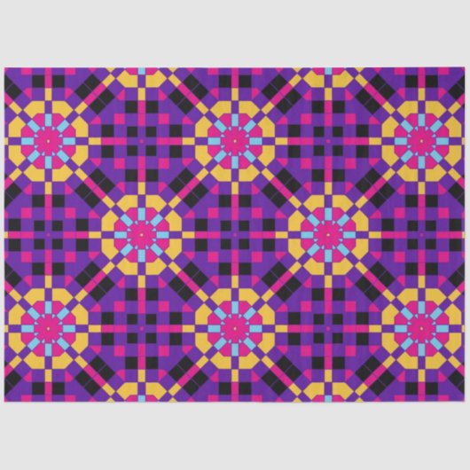 スタイリッシュトレンディー紫色モザイク幾何学模様 薄葉紙 (正面)