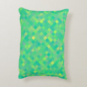 スタイリッシュトレンディー緑/黄色ピクセルのモザイクパターン アクセントクッション (裏面(縦))