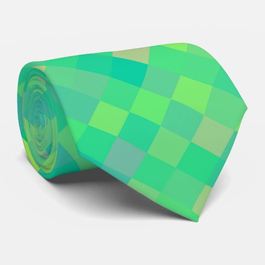 スタイリッシュトレンディー緑/黄色ピクセルのモザイクパターン ネクタイ (ロール)