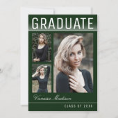 スタイリッシュトレンディー3モダンフォトグリーン卒業 案内状 (正面)