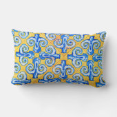 スタイリッシュドルフィンブルーと黄スペインの語 ランバークッション (裏面)