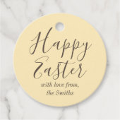 スタイリッシュハッピーイースターイエローパーティーの好意ラベル フェイバータグ (正面)