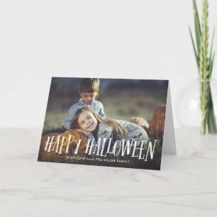 スタイリッシュハッピーハローウィン折り畳み写真グリーティングカード カード