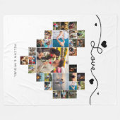 スタイリッシュハートフォトコラージュのラブスクリプト フリースブランケット (正面(横))