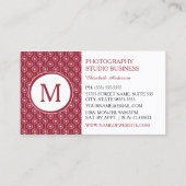 スタイリッシュハート赤と白モノグラム写真家 名刺 (正面)