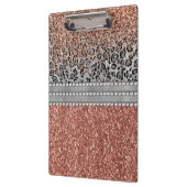 スタイリッシュバラガーリー金ゴールドグリッターレオパードモノグラム クリップボード (左)