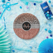 スタイリッシュバラガーリー金ゴールドグリッターレオパードモノグラム ペーパープレート (パーティー)