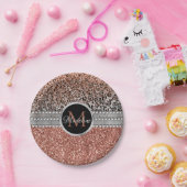 スタイリッシュバラガーリー金ゴールドグリッターレオパードモノグラム ペーパープレート (パーティー)