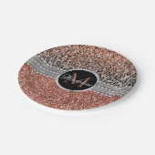 スタイリッシュバラガーリー金ゴールドグリッターレオパードモノグラム ペーパープレート (アングル)