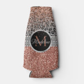 スタイリッシュバラガーリー金ゴールドグリッターレオパードモノグラム ボトルクーラー (正面)