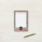 スタイリッシュバラガーリー金ゴールドグリッターレオパードモノグラム ポストイット (デスク上)