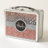 スタイリッシュバラガーリー金ゴールドグリッターレオパードモノグラム メタルランチボックス (正面)