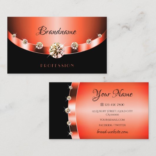 スタイリッシュバラ金ゴールドのブラックジュエリーダイヤモンドへの影響 名刺 (正面/裏面)