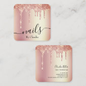 スタイリッシュバラ金ゴールドグリッターが爪、 ネイル スクエア名刺 (正面/裏面)