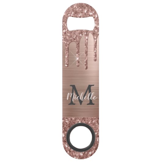 スタイリッシュバラ金ゴールドグリッタードライモノグラムのプ スピード栓抜き (正面)