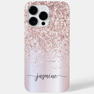 スタイリッシュバラ金ゴールドグリッターモノグラム名スクリプト Case-Mate iPhone 14 PRO MAXケース