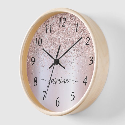 スタイリッシュバラ金ゴールドグリッターモノグラム名署名 壁時計 (傾斜)