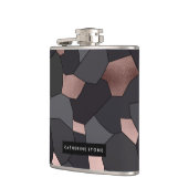 スタイリッシュバラ金ゴールドグレーと黒モザイク フラスク (左)