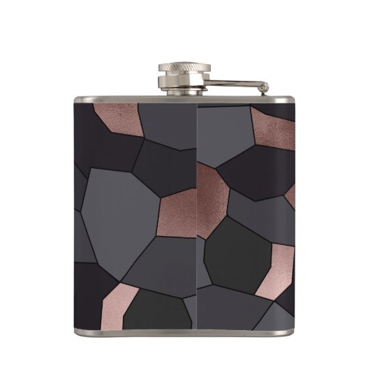 スタイリッシュバラ金ゴールドグレーと黒モザイク フラスク (裏面)