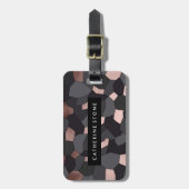 スタイリッシュバラ金ゴールドグレーと黒モザイク ラゲッジタグ (正面縦)