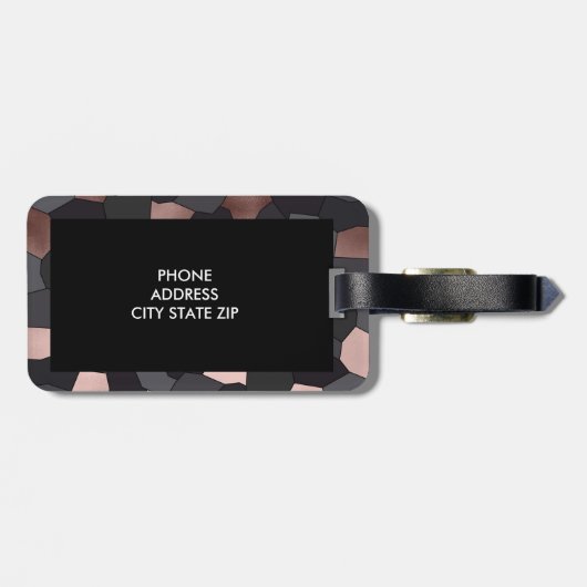 スタイリッシュバラ金ゴールドグレーと黒モザイク ラゲッジタグ (裏面横)