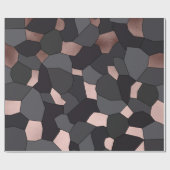 スタイリッシュバラ金ゴールドグレーと黒モザイク ラッピングペーパー (フラット)