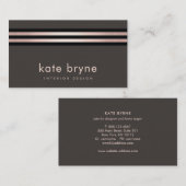 スタイリッシュバラ金ゴールドストライプのモダンインテリア設計者 名刺 (正面/裏面)