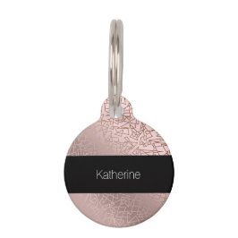 スタイリッシュバラ金ゴールドピンクの幾何学模様 ペット　ネームタグ