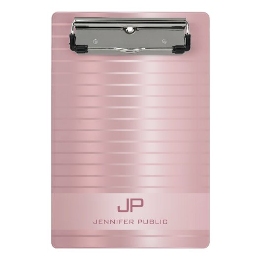 スタイリッシュバラ金ゴールドモノグラムのテンプレート ミニクリップボード (正面)