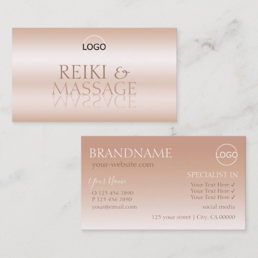 スタイリッシュバラ金ゴールド鏡文字(ロゴ付きモダン) 名刺 (正面/裏面)