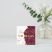 スタイリッシュバーガンディー 水彩 ゴールド スクエア名刺 (スタンド正面)