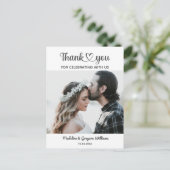 スタイリッシュパーソナライズされたカスタム写真ロマン結婚ツ ポストカード (スタンド正面)