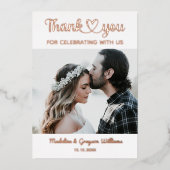 スタイリッシュパーソナライズされたカスタム写真ロマン結婚ツ 箔招待状 (正面)