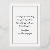 スタイリッシュパーソナライズされたカスタム写真ロマン結婚ツ 箔招待状 (裏面)