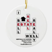 スタイリッシュパーソナライズされた実在不動産を売るクロスワード セラミックオーナメント (正面)