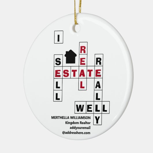 スタイリッシュパーソナライズされた実在不動産を売るクロスワード セラミックオーナメント (左)