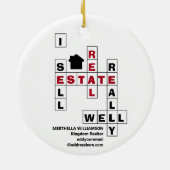 スタイリッシュパーソナライズされた実在不動産を売るクロスワード セラミックオーナメント (裏面)