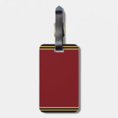 スタイリッシュパーソナライズされた金ゴールドストライプブルゴーニュダークレッド ラゲッジタグ (裏面縦)