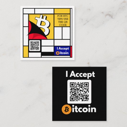スタイリッシュビットコイン – Btc暗号 スクエア名刺 (正面/裏面)