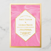 スタイリッシュピガーリークミニマル抽象芸術結婚金ゴールド 箔招待状 (正面)