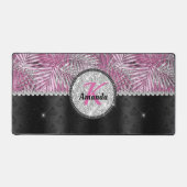 スタイリッシュピガーリーック銀グリッター葉モノグラム デスクマット (正面)