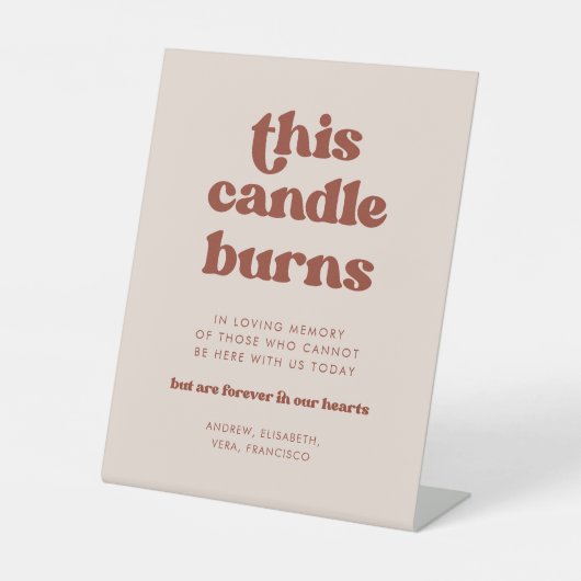 スタイリッシュピンクこの蝋燭は結婚追悼碑 台座サイン (正面)