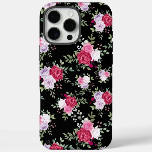 スタイリッシュピンクと赤の花ヴィンテージ Case-Mate iPhoneケース (裏面)