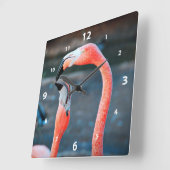 スタイリッシュピンクのフ最高のラミンゴの写真モダン写真 スクエア壁時計 (傾斜)