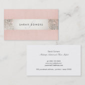 スタイリッシュピンクフェイクシルバーシークインモノグラム2 名刺 (正面/裏面)