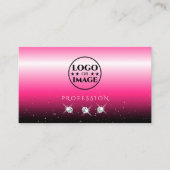 スタイリッシュピンクブラックグラデーションスパークルダイヤモンド追加ロゴ 名刺 (正面)