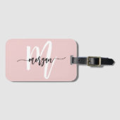 スタイリッシュピンクワールドトラベラーズモノグラム名 ラゲッジタグ (正面横)