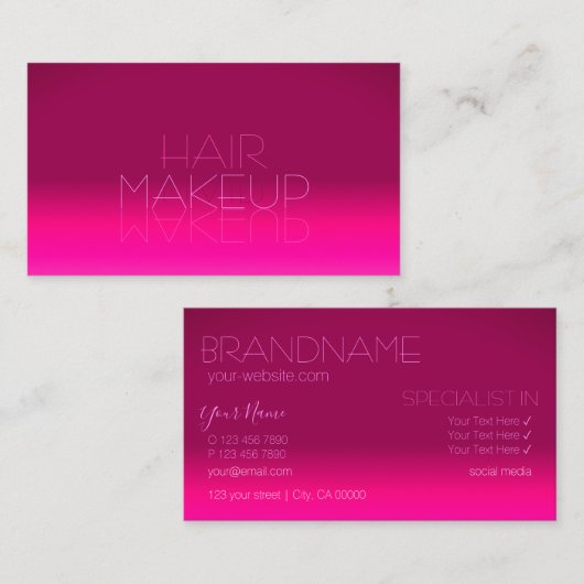 スタイリッシュピンク勾配鏡フォントクラシックモダン 名刺 (正面/裏面)