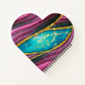 スタイリッシュピンク大理石アーフェイクト金ゴールドグリッター ノートブック (裏面)