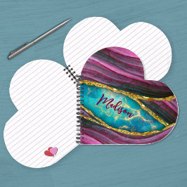 スタイリッシュピンク大理石アーフェイクト金ゴールドグリッター ノートブック